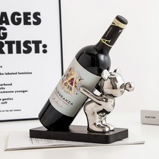 한아로지스 럭셔리 곰돌이 와인거치대, 실버, 1개