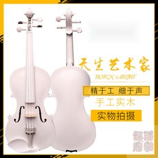 臺灣出貨 小提琴 純白色 成人兒童 初學者 配件 舞台表演 演奏道具 零基礎推薦, 白色+盒+全套配件,1/4, 1個