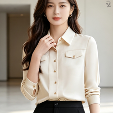 708090 여성 린넨셔츠 기품있는 긴팔 블라우스 면접복장 정장 세트