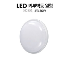 [데이타임]LED 옥외 직부벽등(원형) 30W 주광색 방수 IP65, 전구색, 1개