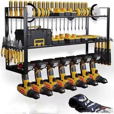 工具架 墻上壁掛式 工具架 掛墻 五金電動工具置物架 收納架 手持電鉆掛架 洞洞板, 1個, 4層4槽（4槽可掛4臺電鉆）