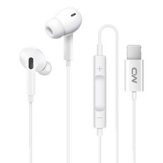 CW Type-C 入耳式線控耳機，帶麥克風，音樂通話清晰, 白, Lightning