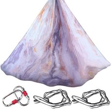 플라잉요가 해먹 요가 스트랩 7m 에어리얼 세트 실크 옴브레 그라데이션 컬러 피트니스 스트레치 벨트 헬스장실내 스튜디오용, 18)Marbled Purple