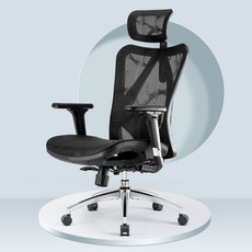 SIHOO 컴퓨터 게이밍 사무용 책상 사무실 3D팔걸이 풀메쉬의자 A/S 3년 하중150kg M57, 블랙