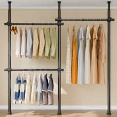 [국내브랜드]라온리빙 철제 조립식 시스템 행거 3단 32/38파이(mm), 블랙_3단