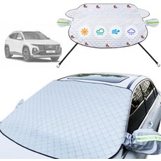 현대 투싼 2025-2019 SESEL리미티드하이브리드와 호환되는 Lzeruvyn 자동차 윈드쉴드 커버 - 얼음 자외선 서리 방지 및 와이퍼 미러가 포함된 업그레이드된 맞춤형 핏