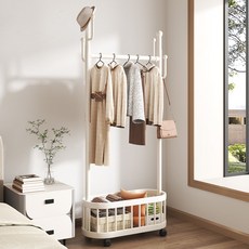 바이앳올 이동식 선인장형 스탠드 행거 미니 트롤리 옷걸이 BYH-03, 아이보리