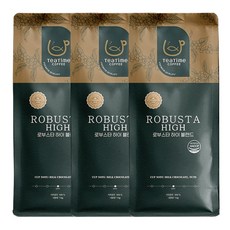 [대용량] 티타임커피 1kg 로부스타 하이 블렌드 산미없는 고소하고 맛있는 원두커피 홀빈 블렌딩 베트남 에티오피아 커피머신 추천원두, 3개, 홀빈(분쇄안함)