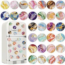 ECLATIS Xuhal 유니콘 큐빅 페인팅 자석 30개 무지개 아트 키트 성인용 귀여운 동물 냉장고 스티커 5D 라인스톤 초보자 DIY 공예 특별한 선물 291315, Marble, 30, 다채로운 색상