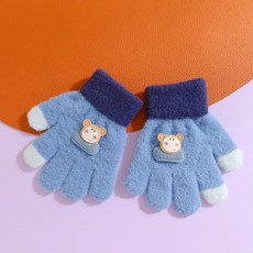 秋冬寶寶可愛小熊保暖針織五指手套，兒童保暖手套，秋冬季兒童針織手套，寒流必備