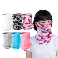 MEGA GOLF 多功能面罩(涼感 防曬) - 高爾夫配件 防曬面罩 涼感頭巾 戶外運動面罩, 迷彩綠, 1個