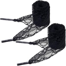 CTEAKOP 블랙 신발 끈 1쌍 팬시 레이스 신발끈 2.8cm(1.1인치) 너비의 끈 여성용 스니커즈용 할로윈용 플랫 리본 (47인치 120cm 214751