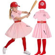 호티존 여자 야구 튬 핑크 드레스와 모자 할로윈 파티
