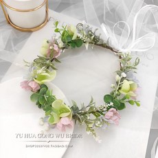 코스튬 화관 티 여성 파티용품 브라이덜샤워 여신 웨딩 화관 악세사리 셀프웨딩, 핑크그레이