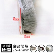 靜音防蚊密封條 隔音防蟲 鋁窗門通用 自黏安裝 不卡門 防風 抗噪 靜音 防塵 防蟲 氣密性提升, 1個, 紅棕 9*5mm