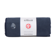 Manduka eQua 瑜珈鋪巾 親膚吸汗止滑 標準尺寸67X182cm 超細纖維運動鋪巾 濕止滑, Midnight 深藍色(加長版), 1個