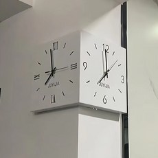 YAPOGI 로마 숫자 무소음 실내 코너 벽시계 소리가 나면 빛이 납니다, 화이트