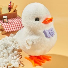 跳跳雞發條玩具：可愛小雞/小鴨造型，毛絨材質，寶寶獎勵小禮物, 跳跳小白鴨（帶胸花）, 1個
