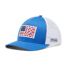 Columbia Pfg 메시 후크 스냅 백 볼 모자 통기성 조절 가능 대학 네이비/화이트 167234, One Size, 비비드 블루/화이트