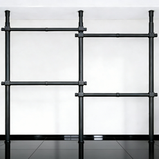 32파이 와이드 4단 행거 고강도 스틸 파이프 설치형 튼튼한 시스템 행거, 블랙