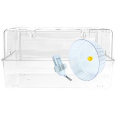 透明倉鼠籠，附飲水器滾輪，寬敞安全，小型寵物適用, 50籠(無底腳)21跑輪+黏貼水壺, 1個