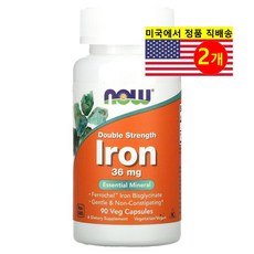 1+1 나우푸드 철분 36 mg 90캡슐 Iron Bisglycinate, 90정, 2개