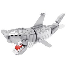 海洋動物昆蟲塑膠積木玩具 手工DIY益智兒童小孩禮物, 錘頭鯊, 1個