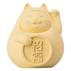 水の尼 泥研製所 胖胖招財招福貓(中) 黃 吉祥開運居家擺飾, 無香