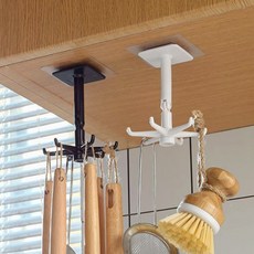 아스웰 1+1 흡착식 360도 회전형 주방도구걸이 주방걸이 조리도구 걸이 수납 국자걸이, 풍차걸이(1+1)-블랙, 2개