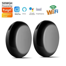 WiFi IR 제어 허브 Smartlife Tuya APP 통한 무선 원격 Google Alexa 홈 스마트 블래스터 적외선 작업, 01 2 pcs Black