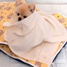 해피앤퍼피 시원한 강아지이불 20가지 디자인 강아지 고양이 여름 인견블랭킷 오가닉블랭킷 낮잠이불 담요, 플라워(거즈)