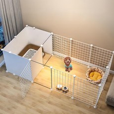 강아지 울타리 펜스 화장실 분리 울타리 14P + 안전문 2P 세트 애견운동장, C-흰색, 1세트