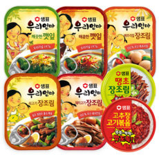 샘표 jeil 우리엄마 반찬 7종세트 일주일패키지 자취생반찬 통조림반찬 밑반찬 깻잎 장조림 우체국소포발송, 1세트, 635g