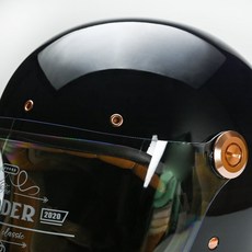 Moder 全罩安全帽 - 涼感透氣 可拆洗 ABS材質 復古風, 亮光曜石黑,M (55-56cm)