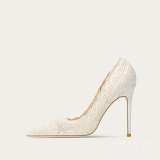 화이트레이스하이힐 여성용 하이힐 10cm 웨딩 슈즈 여름 파티 뾰족코 힐 스틸레토