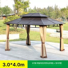 펜션 야외 바베큐장 전원주택 쉼터 파빌리온 파고라, 업그레이드 아연도금 3x4 단일 + 메쉬 커튼