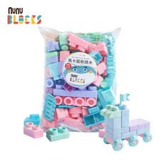 nunuBLOCKS 馬卡龍軟積木動物公仔 80PCS, 1個, 70 pcs補充包(袋裝)
