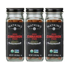 왓킨스 유기농 시나몬 스틱 1.2 온스 Watkins Organic Cinnamon Sticks 1.2 Ounce 3 Count, 오가닉 계피 스틱, 1.2온스(3팩), 1개