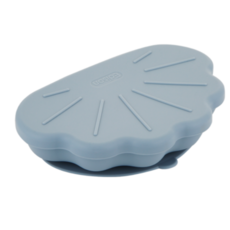 에디슨 국산 실리콘 흡착 플레이트 & 뚜껑 세트 조개, 파란색, 1세트