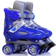 초보 입문용 아동용 레이싱 핑크 롤러스케이트 롤러장 초보자 보호헬멧 보호구 세트, 블루단화+신주머니