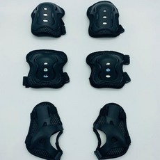 兒童滑輪六件式護具 純黑色 透氣耐衝擊可調式 適用滑板車溜冰戶外運動, 1個
