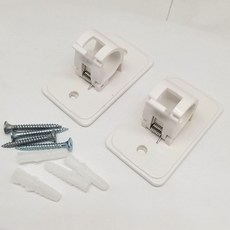 BO 伸縮桿固定夾 黏貼螺絲兩用支架 窗簾桿掛勾 開扣式設計, 2入大號白色, 白色