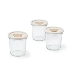 글라스락 베이비 곰돌이캡 보관용기 원형 690ml 3개 세트