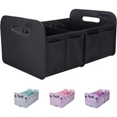 자동차 트렁크 정리함 35L 접이식 차량용 수납 박스 함 SUV 세단 겸용 고강도 방수 카고 수납함 세차 용품 공구 가방 서류함 2단 분리형, Medium (35L), Black