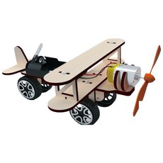 DIY 單螺旋槳飛機 X04 木製科學教材包 - STEAM物理電學科學實驗玩具, 買就送顏料乙份, 1個