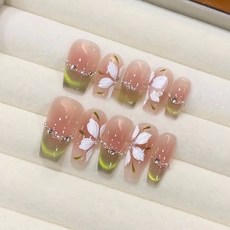 貓眼綠精靈冰花穿戴甲貼片, 1個, BNP002-長T,S碼