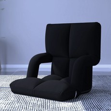 팔걸이 좌식의자 등받이 1인용 패브릭 인테리어, 대형-블랙