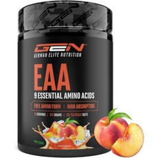 GEN GERMAN ELITE NUTRITION EAA 파우더 - 532g 휴먼 코드 포뮬러 8가지 필수 아미노산 함유 아미노 워크아웃 음료 맛있고 용해도 우수 비건 오렌지 주, iced tea peach, 1개