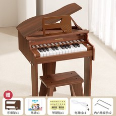 미니 그랜드피아노 키보드 악기 건반 미니피아노, D. 로그 우드 플러그인/배터리, 1개