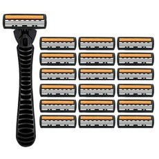 남성용 클래식 수동 면도기 빈티지 물 세척 면도날 날카로운 날 긁힘 방지 3 층 면도날, [08] 1 handle  18 blades, 1개